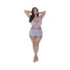 Magic Silk Ooh La Lace Bralette, Garter Skirt & G-string Set Periwinkle Queen Size