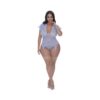 Magic Silk Ooh La Lace Cap Sleeve Basque & Tanga Set Periwinkle Queen Size