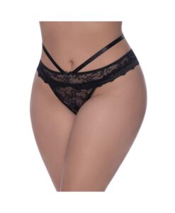 Magic Silk Ooh La Lace Peek-a-boo Cheeky Panty Black Queen Size