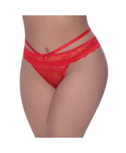 Magic Silk Ooh La Lace Peek-a-boo Cheeky Panty Red Queen Size