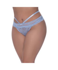 Magic Silk Ooh La Lace Peek-a-boo Cheeky Panty Periwinkle Queen Size