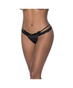 Magic Silk Ooh La Lace Cross Strap Split Crotch Tanga Black L/xl