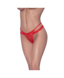 Magic Silk Ooh La Lace Cross Strap Split Crotch Tanga Red L/xl