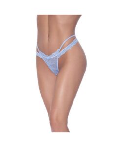 Magic Silk Ooh La Lace Cross Strap Split Crotch Tanga Periwinkle S/m