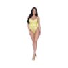 Magic Silk Love Star High Leg Teddy With Snap Crotch Neon Chartreuse S/m
