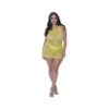 Magic Silk Love Star Halter Swing Chemise & Thong Set Neon Chartreuse Queen Size