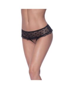 Magic Silk Love Star Skirted Hipster With Open Crotch Panty Black S/m