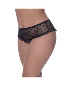 Magic Silk Love Star Skirted Hipster With Open Crotch Panty Black Queen Size