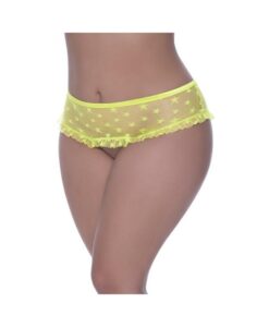 Magic Silk Love Star Skirted Hipster With Open Crotch Panty Neon Chartreuse Queen Size
