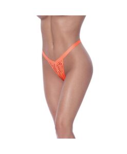 Magic Silk Rude Awakening Split Crotch Thong Neon Orange S/m