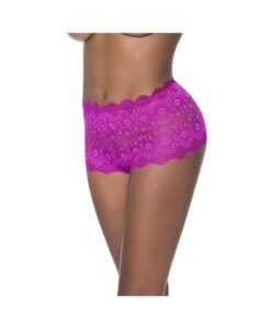 Magic Silk Berrylicious Split Crotch Lace Boyshort Raspberry S/m