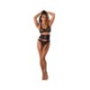 Magic Silk Soft Petals Bralette, Waist Cincher And Panty Set Black S/m