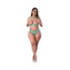 Magic Silk Soft Petals Cupless Bra And Split Crotch Panty Set Aqua Queen Size