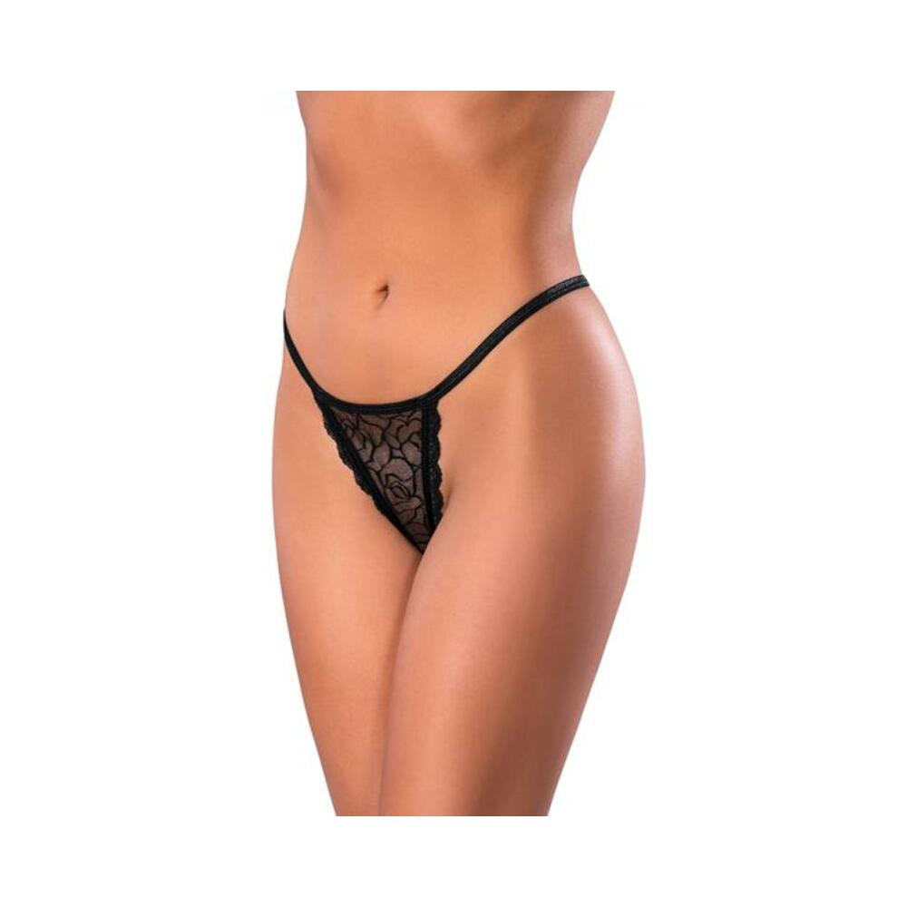 Magic Silk Soft Petals Lace Thong Black L/xl