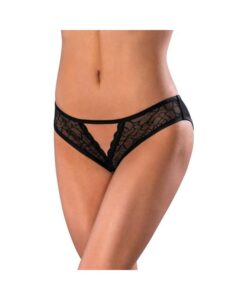 Magic Silk Soft Petals Crotchless Panty Black L/xl
