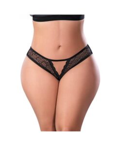Magic Silk Soft Petals Crotchless Panty Black Queen Size