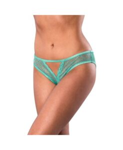 Magic Silk Soft Petals Crotchless Panty Aqua L/xl