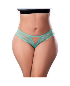 Magic Silk Soft Petals Crotchless Panty Aqua Queen Size