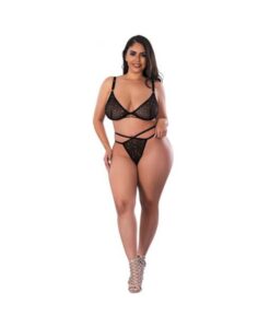 Magic Silk Glitz & Glam Bra And Thong Set Black Queen Size