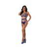Magic Silk Holidaze Open Strap Bra, Garter And Panty Set Cobalt L/xl