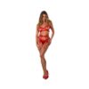 Magic Silk Holidaze Open Strap Bra, Garter And Panty Set Red S/m
