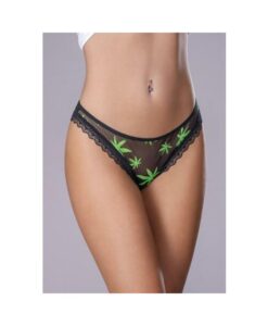 Hazy Dayz Panty W/ Open Back Pot Leaf L/xl