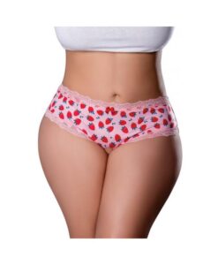 Sweet Treats Crotchless Boy Short W/wicked Sensual Care Strawberry Lube - Pink Qn