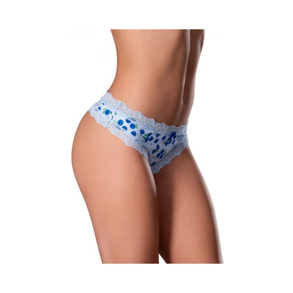 Magic Silk Sweet Treats Crotchless Thong With Lube Blueberry L/xl