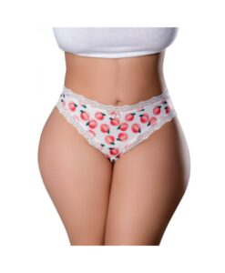 Magic Silk Sweet Treats Crotchless Thong With Lube Peach Queen Size