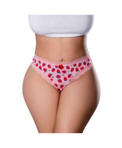 Magic Silk Sweet Treats Crotchless Thong With Lube Strawberry Queen Size