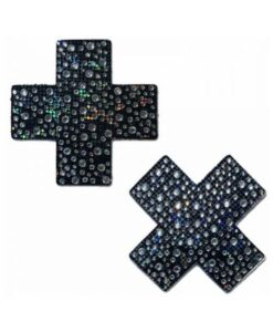 Pastease Crystal Sparkling Crosses Pasties Black