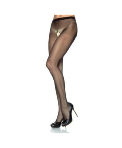 Alternative view of Sheer Nylon Crotchless Pantyhose Os Blk