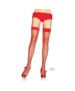 Lycra Indust Fishnet Thigh Hi Os Red