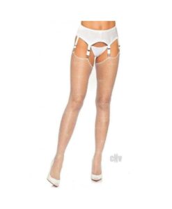 Rhinestone Fishnet Stockings Os White