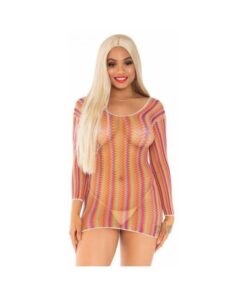 Zig Zag Rainbow Net Sleeve Mini Dress Os