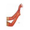 Rhinestone Fishnet Opera Gloves Os Red