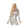 Laser-cut Metallic Catsuit Silver Medium
