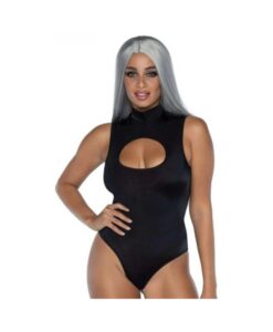 Spandex Keyhole Bodysuit Black Medium