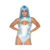 Spandex Keyhole Bodysuit Silver Small