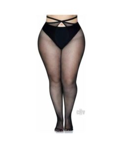 Micro Net Strap Crotchl Tights 1x/2x Blk