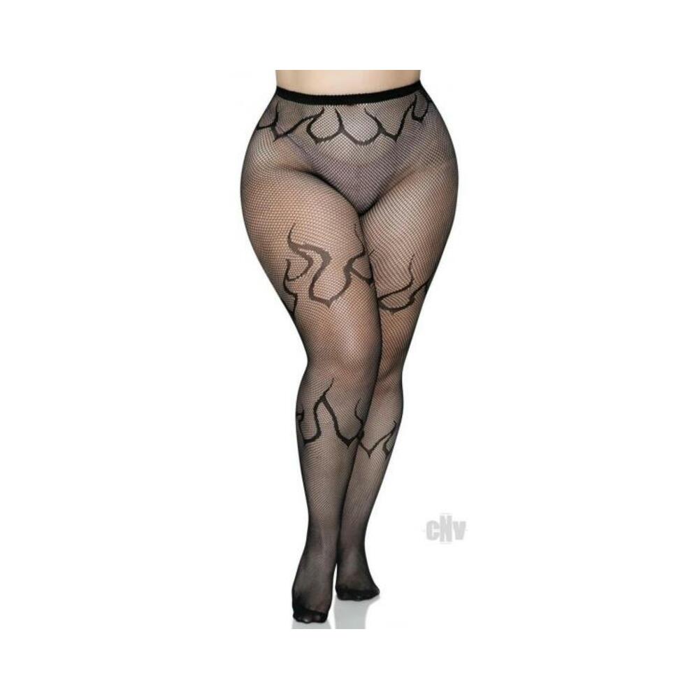 Flame Net Tights 1x/2x Black