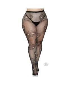 Lace Skull Fishnet Tights 1x/2x Black
