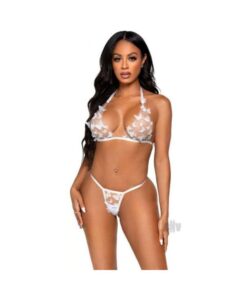 Sheer Butterfly Bra/gstring 2pc Lg Wht