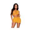Crochet Tank Top/mini Skirt 2pc Os Orng