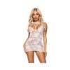 Lace Mini Dress Net Cut Outs Os Wht