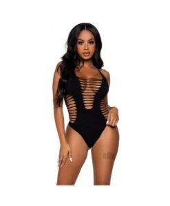 Seamless Shred Thong Bodysuit Os Blk
