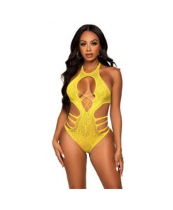 Seamless Lace Strappy Bodysuit Os Ylw