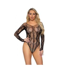 Python Net Long Sleeve Bodysuit Os Blk