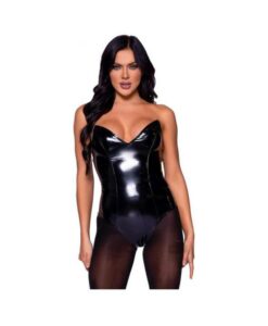 Vinyl Boned Bodysuit Lg Black