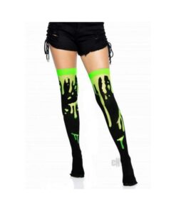Splatter Thigh Highs Os Green